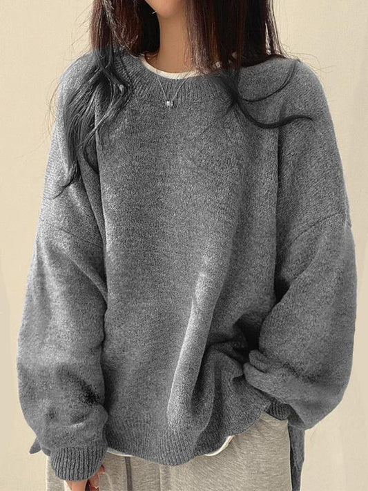 Shoulder Split Hem Sweater